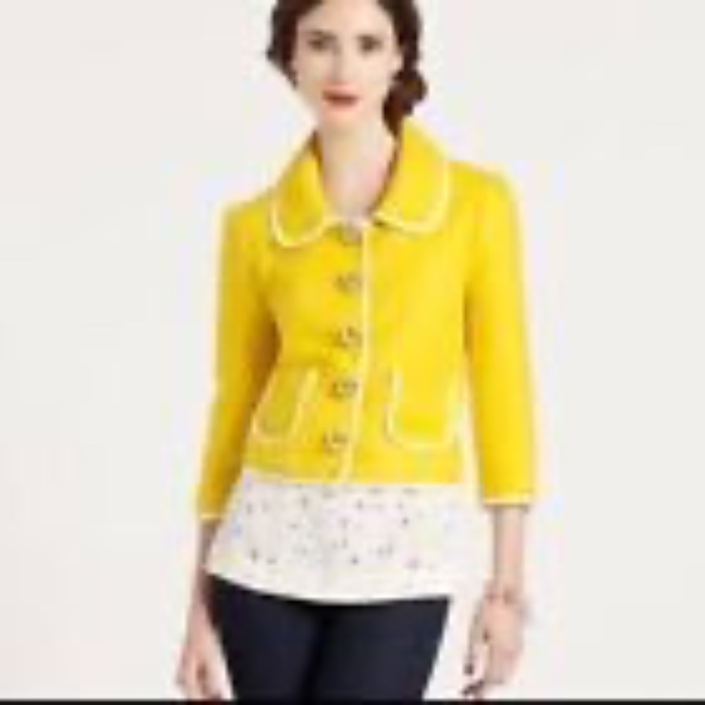 Kate Spade Valerie Jacket Daffodil Yellow - Large Gold Buttons - Size 2
